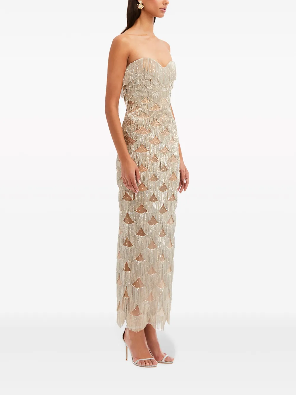 Oscar de la Renta chain-fringed strapless maxi dress | Smart Closet Oscar de la Renta chain-fringed strapless maxi dress | Smart Closet