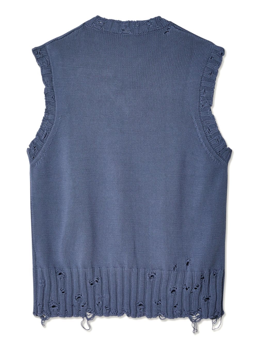 Shop Marni Distressed V-neck Knit Vest In Blue