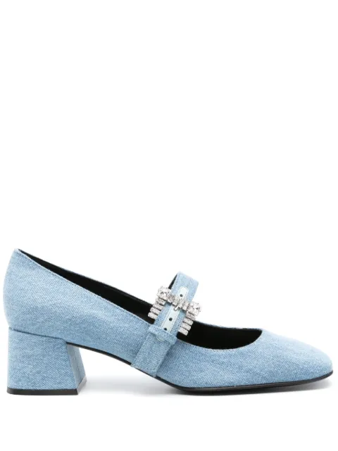 Sergio Rossi 50mm denim Mary Jane pumps