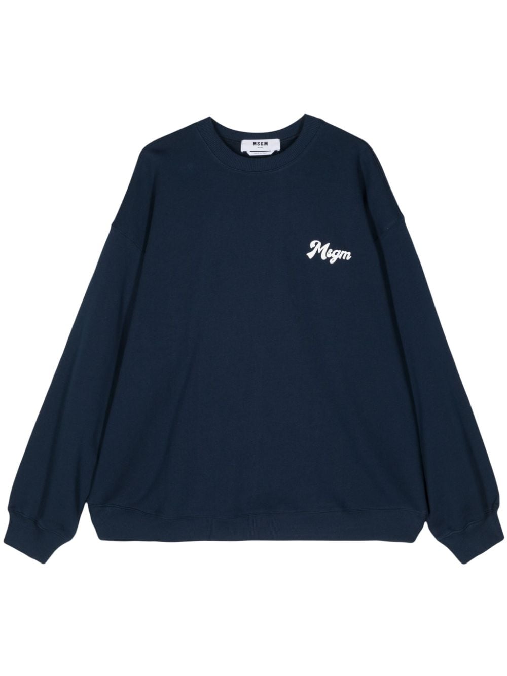 Msgm Logo-print Cotton Sweatshirt In Blue
