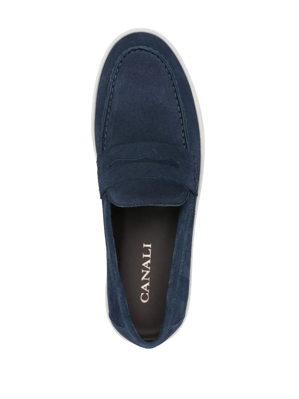 Shop Canali Suede Slip-on Loafers In Blue