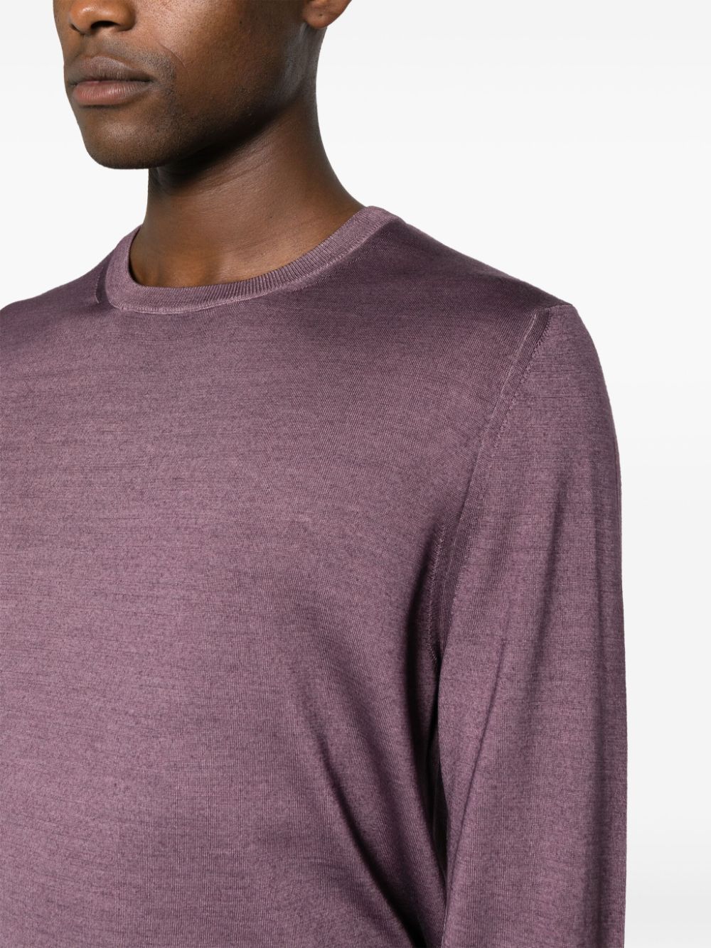 Shop Canali Long-sleeve Jumper In Purple
