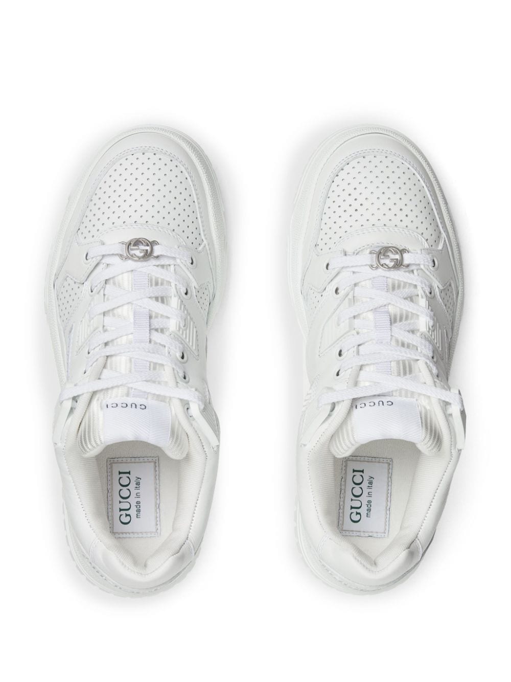 Shop Gucci Interlocking G Panelled Sneakers In White