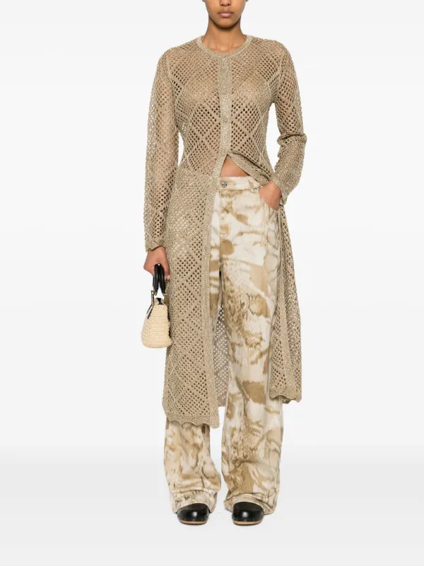 slim fit dress slacks Elegant Gold Chevron Long Duster Cardigan Sweater for Women main image 0