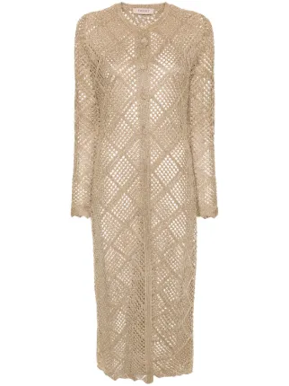 TWINSET diamond-pattern open-knit Cardigan | Gold | FARFETCH GE