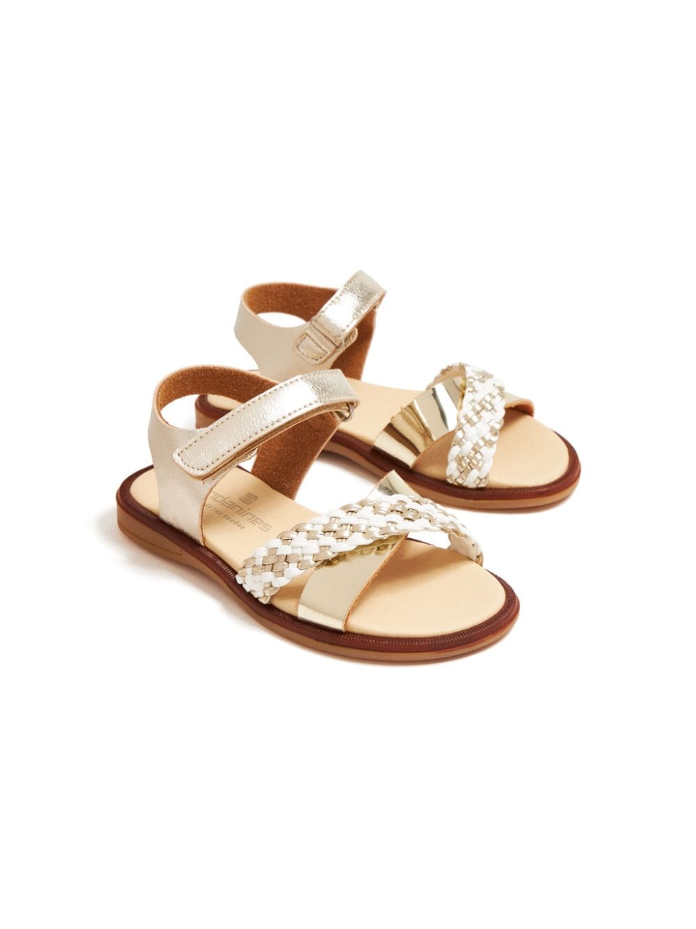 Shop Andanines Interwoven-strap Leather Sandals In Gold