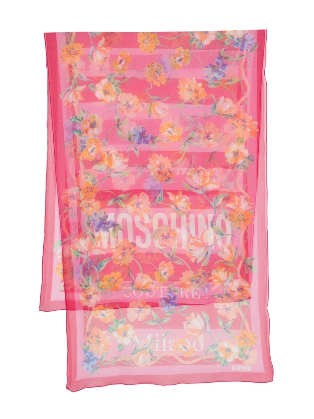 Moschino Floral-print Silk Scarf In Pink