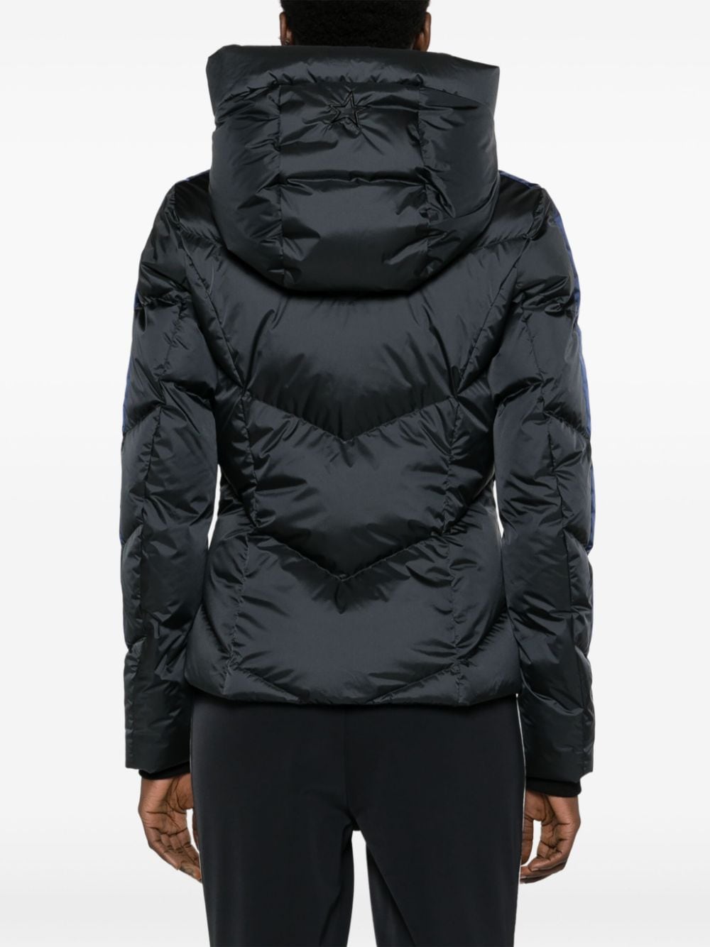 Shop Perfect Moment Gold Star Hooded Puffer Jacket In Black
