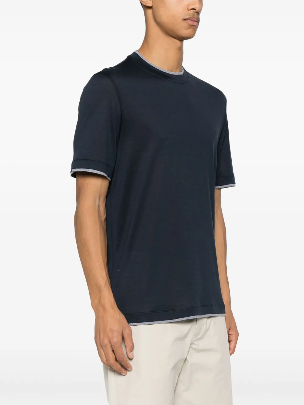 Brunello Cucinelli T-shirt met gelaagde rand Blauw