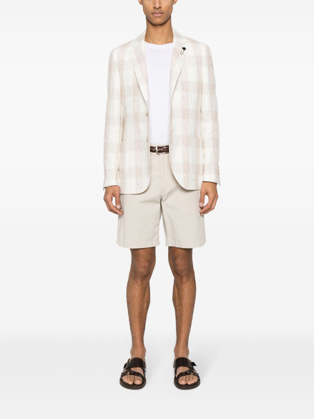 Shop Lardini Single-breasted Blazer In Neutrals