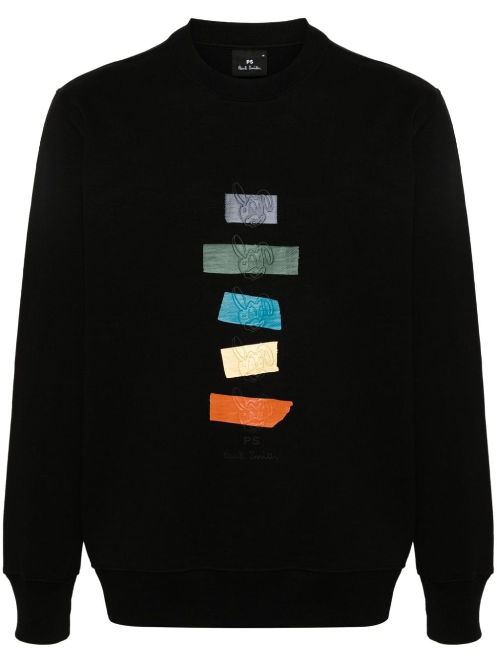 Ps By Paul Smith Taped Bunnies Organic-cotton Sweatshirt In Black