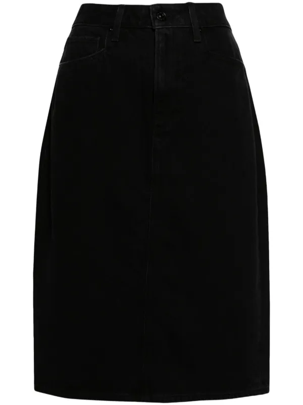 PAIGE Siren Denim Midi Skirt in Black