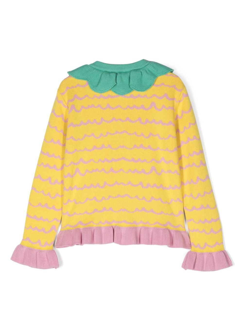 Stella McCartney Kids Pineapple intarsia-knit cotton cardigan - Geel