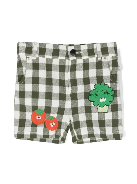 Stella McCartney Kids Veggie-embroidered checked shorts