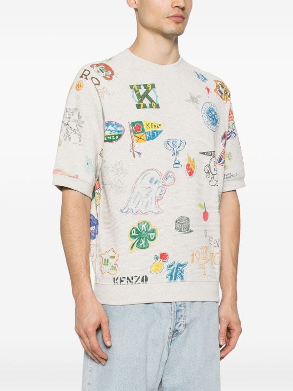Kenzo Drawn Varsity Textured T-shirt - Farfetch