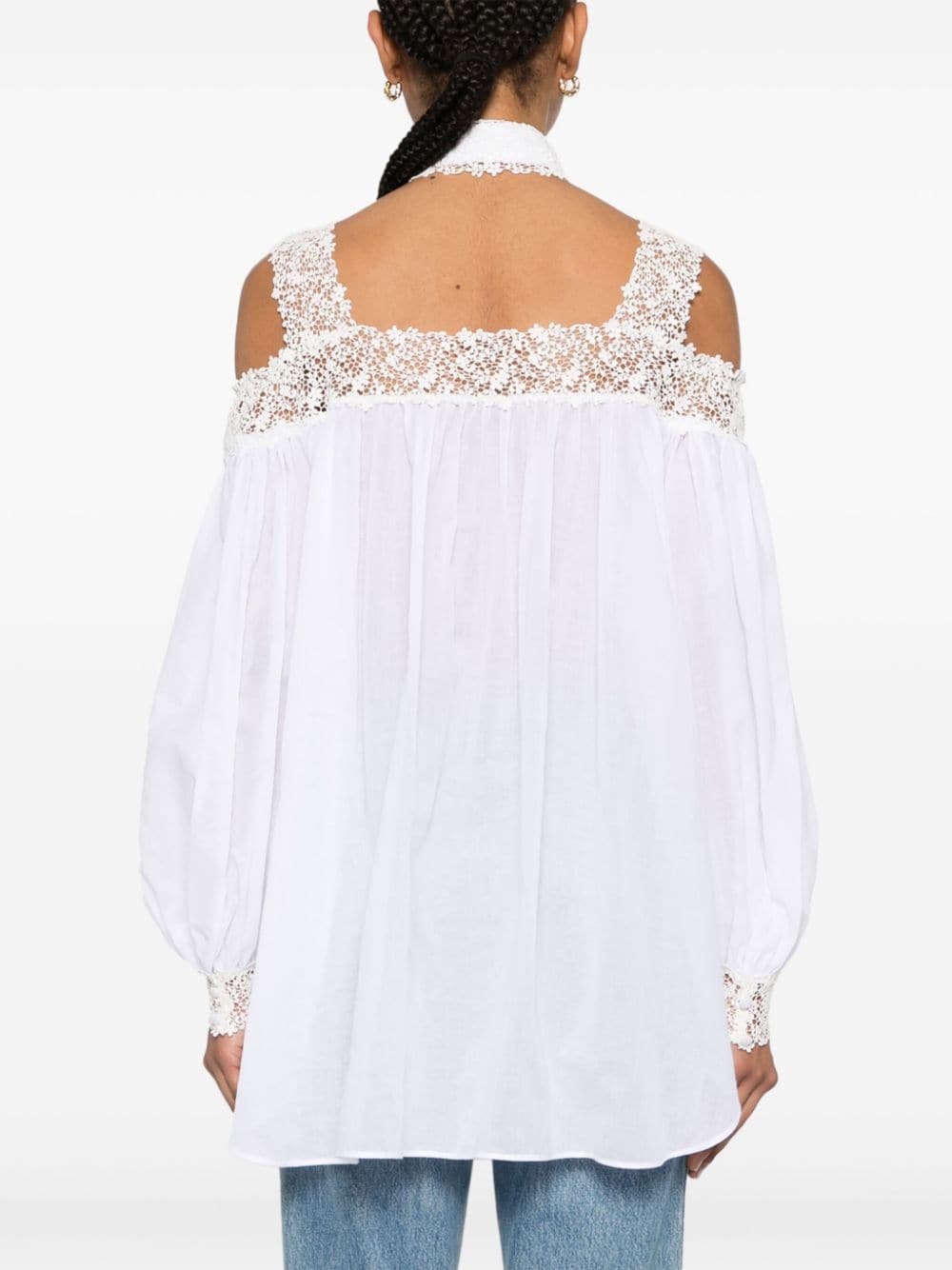 Shop Ermanno Scervino Floral-embroidered Cotton Blouse In Weiss