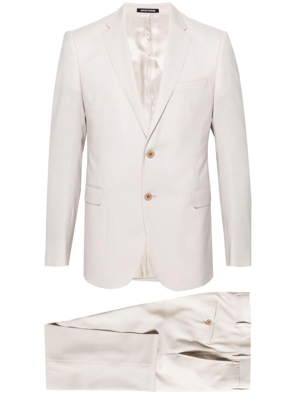 Emporio Armani Virgin Wool Single-breasted Suit In Neutrals