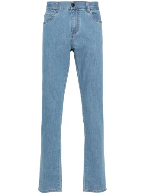 Canali logo-patch slim-fit jeans