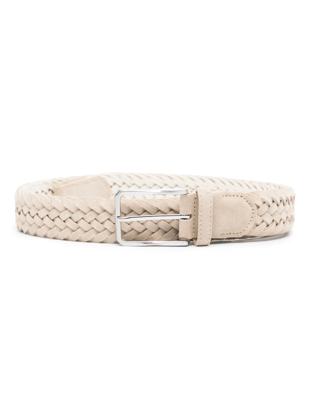 Canali Braided Suede Belt In Neutrals