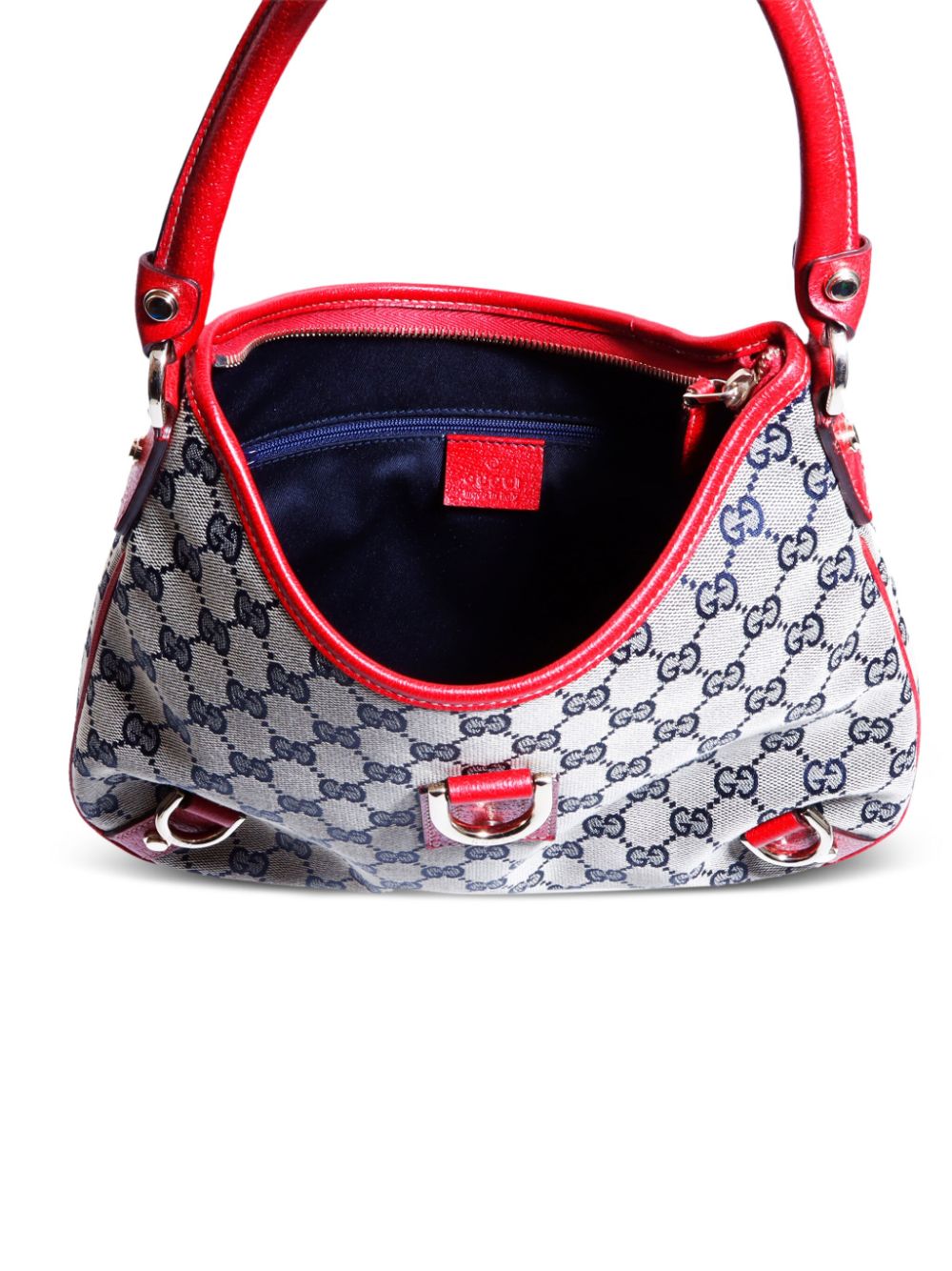 Pre-owned Gucci One Gg Canvas Shoulder Bag In Red