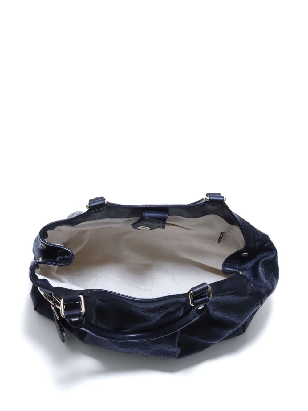 Pre-owned Gucci Ssima Debossed Tote Bag In Black
