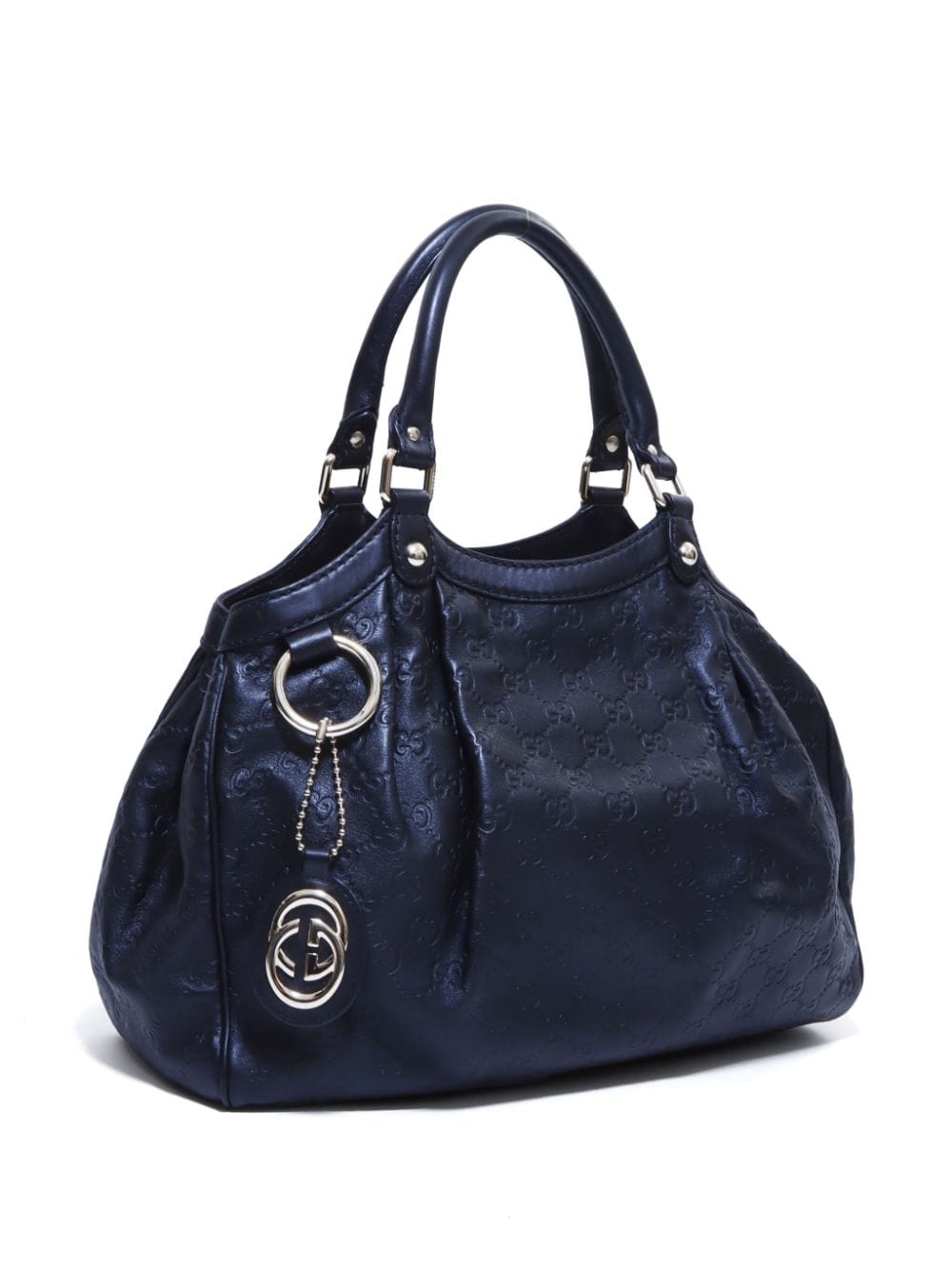 Pre-owned Gucci Ssima Debossed Tote Bag In Black