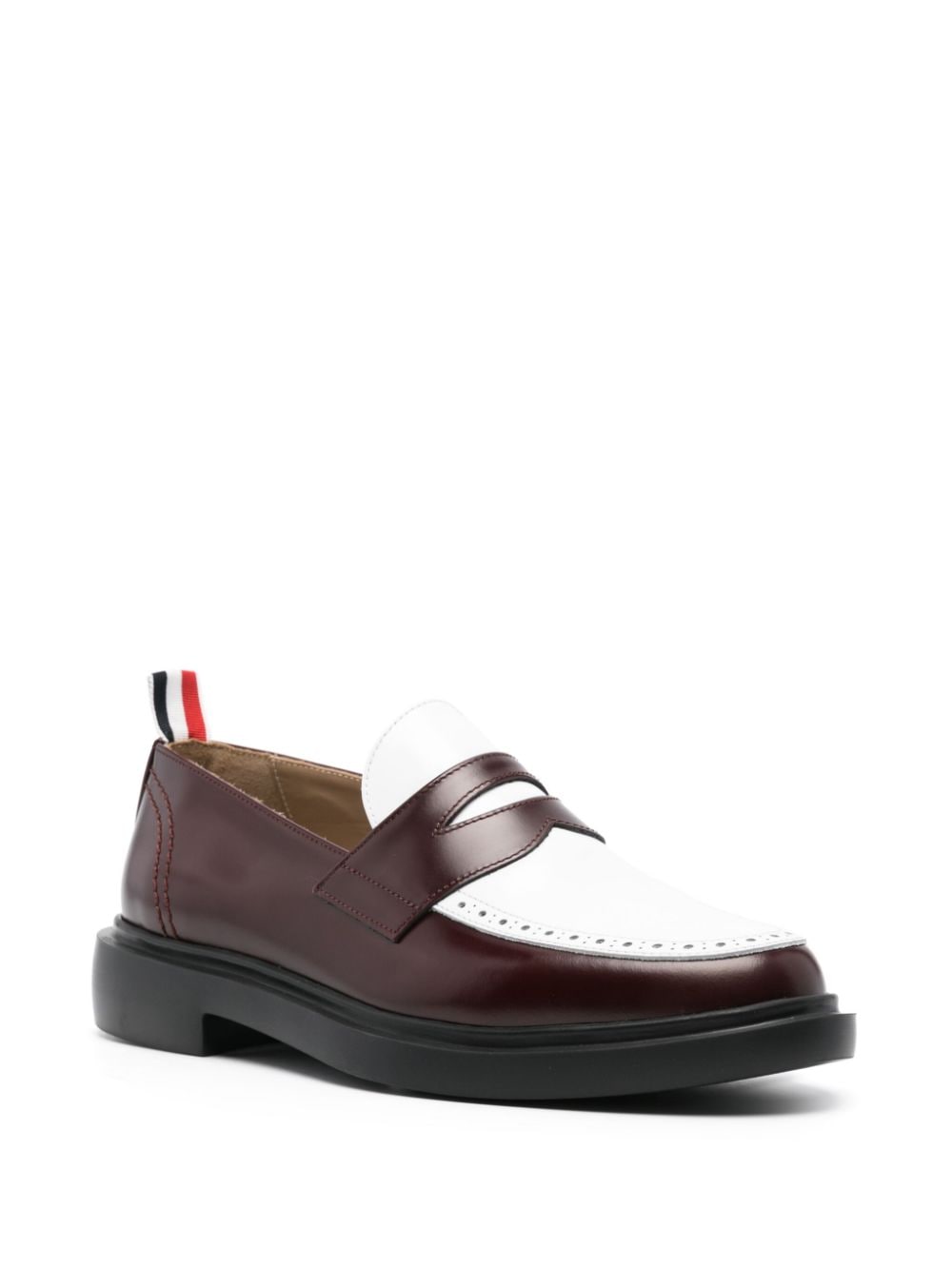 Shop Thom Browne Panelled Leather Loafers In 白色