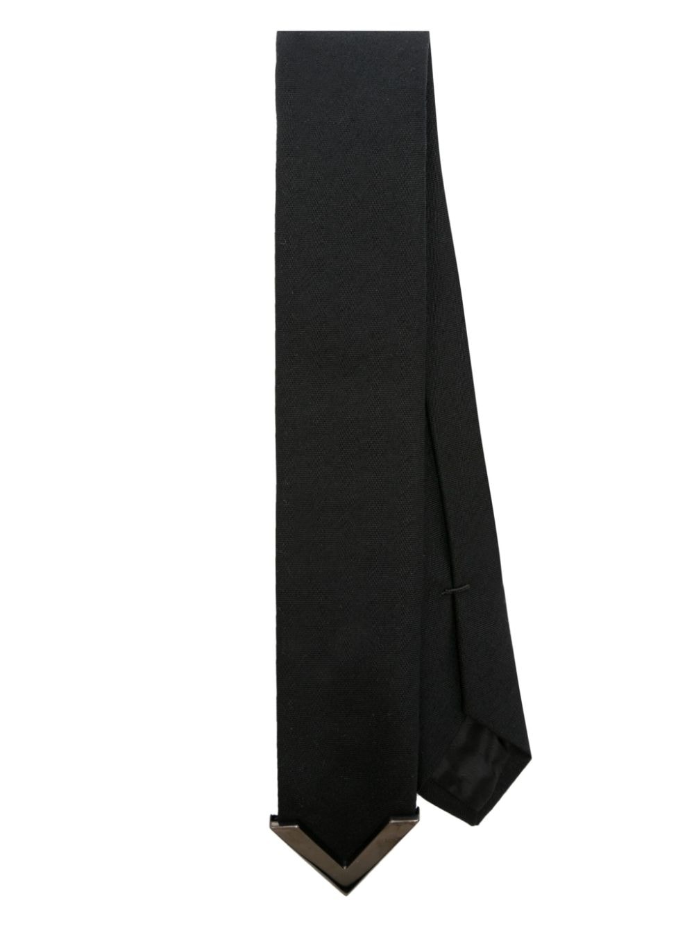Shop Valentino V-appliqué Wool Blend Tie In Black