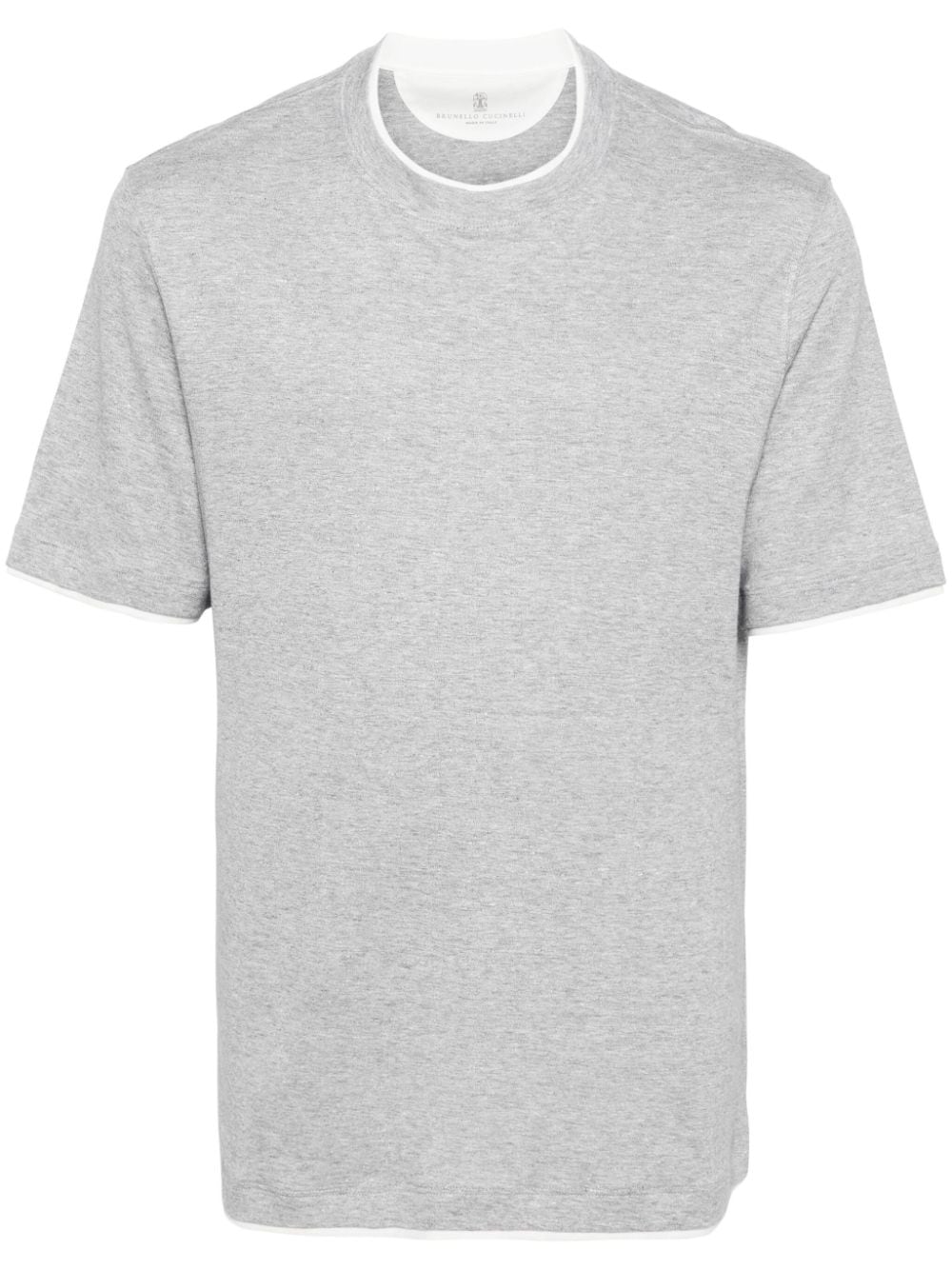 Shop Brunello Cucinelli Contrast-trim T-shirt In Grey