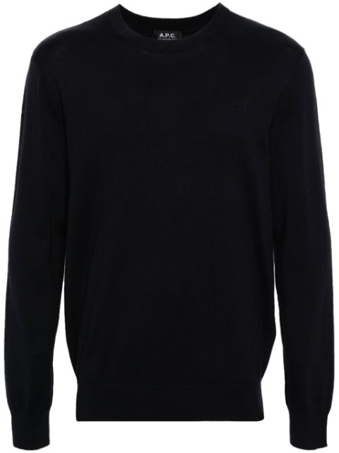 A.P.C. logo-embroideredfine-knit jumper Men