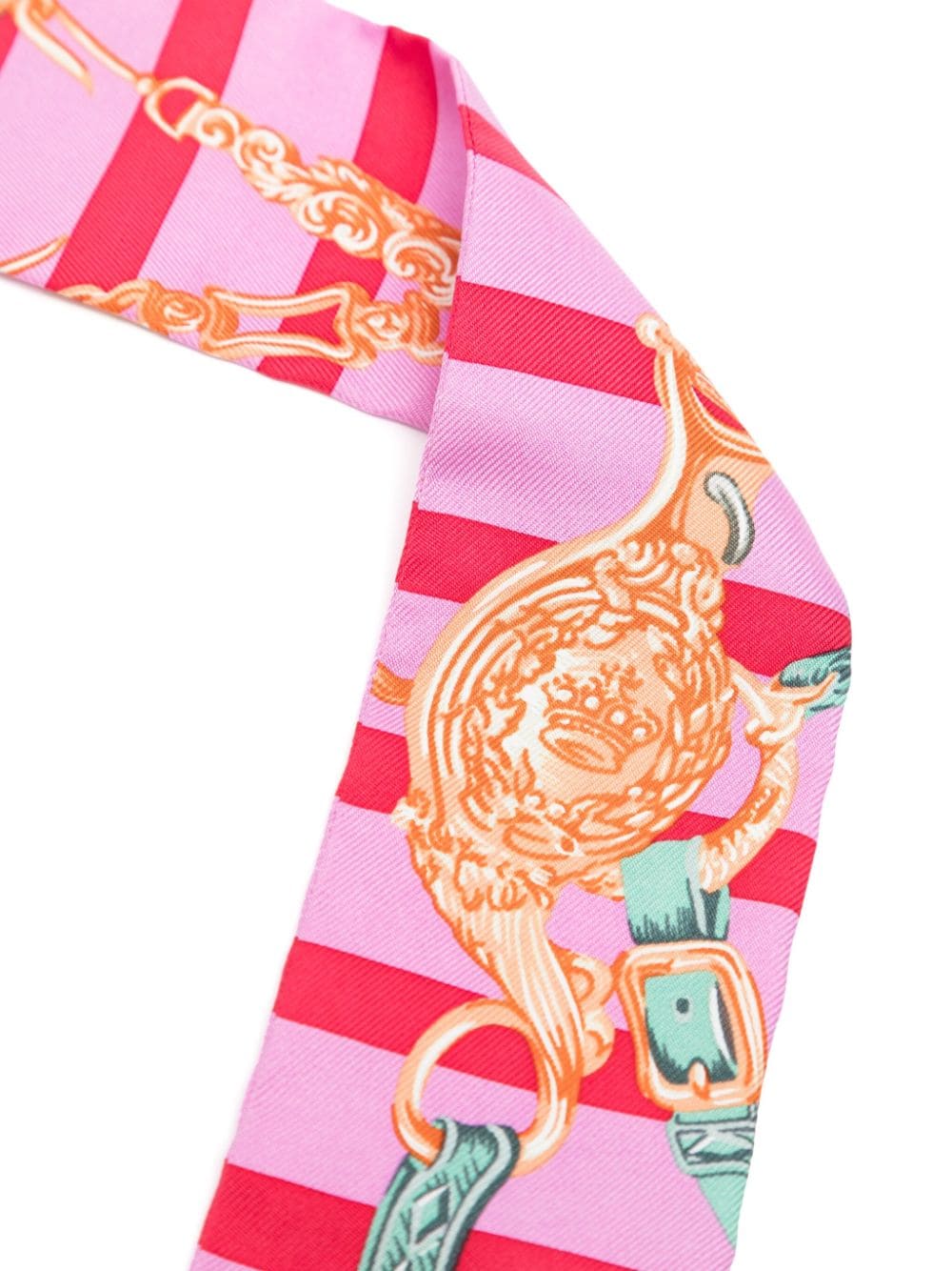 Pre-owned Hermes 1990s Brides De Gala Silk Twilly Scarf In Pink