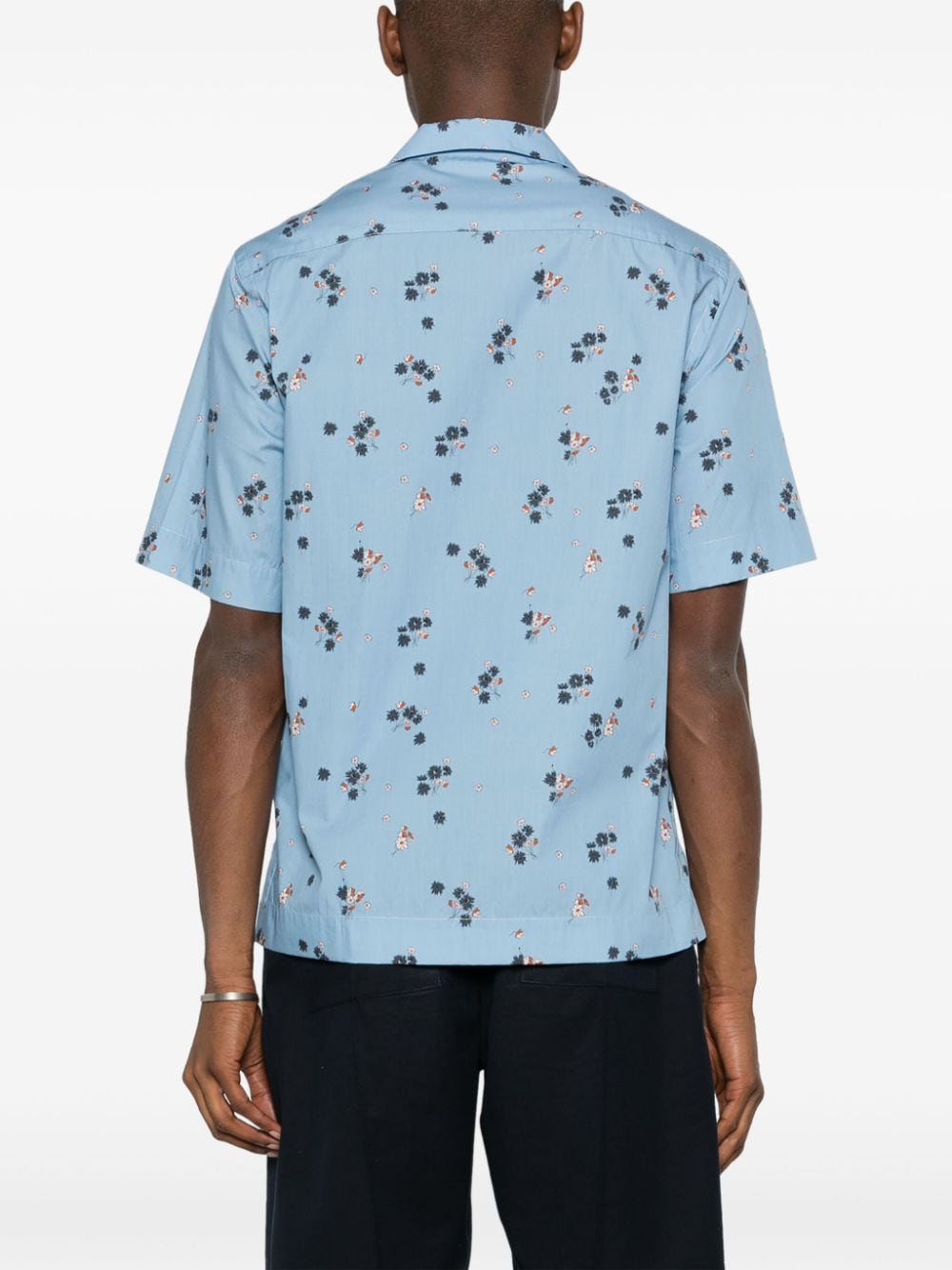 Shop Paul Smith Floral-print Bowling Shirt In Blue