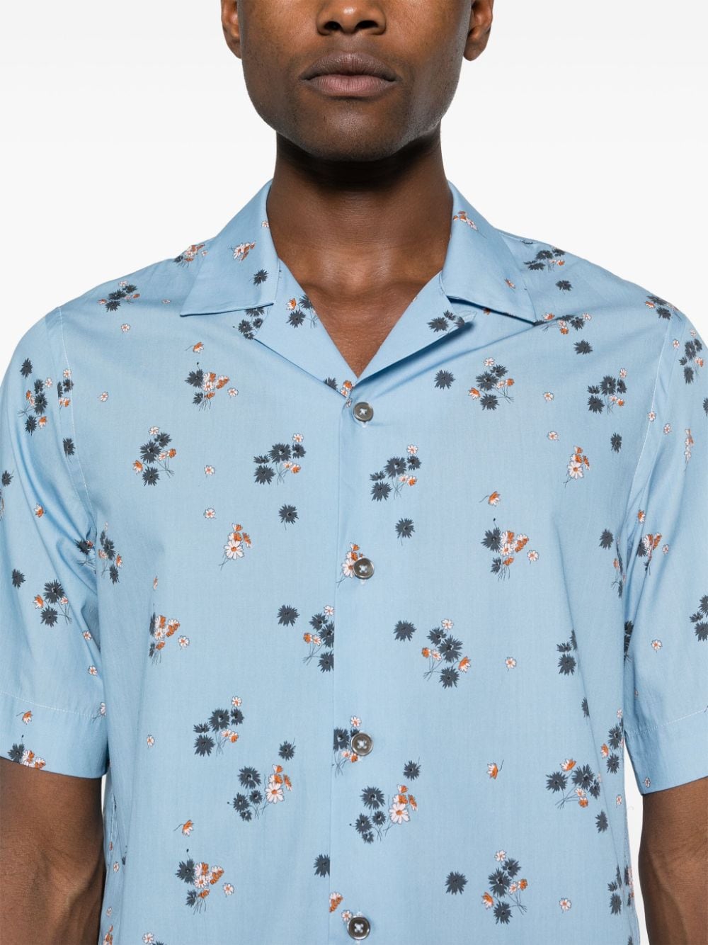 Paul Smith Bowlingshirt met bloemenprint Blauw