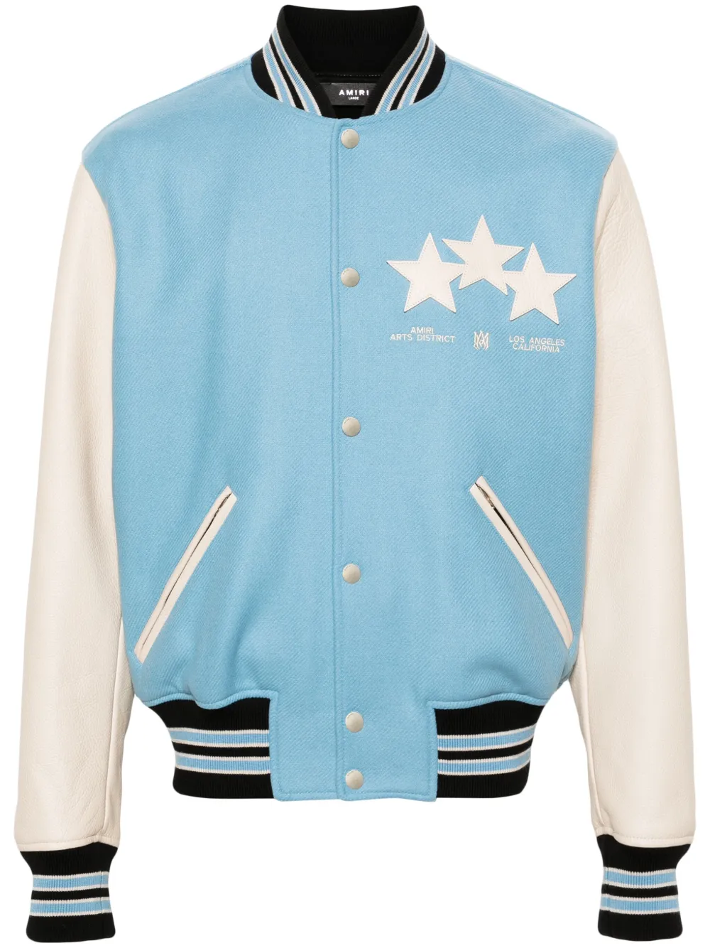 Shop Amiri Star-patches Bomber Jacket In Blue