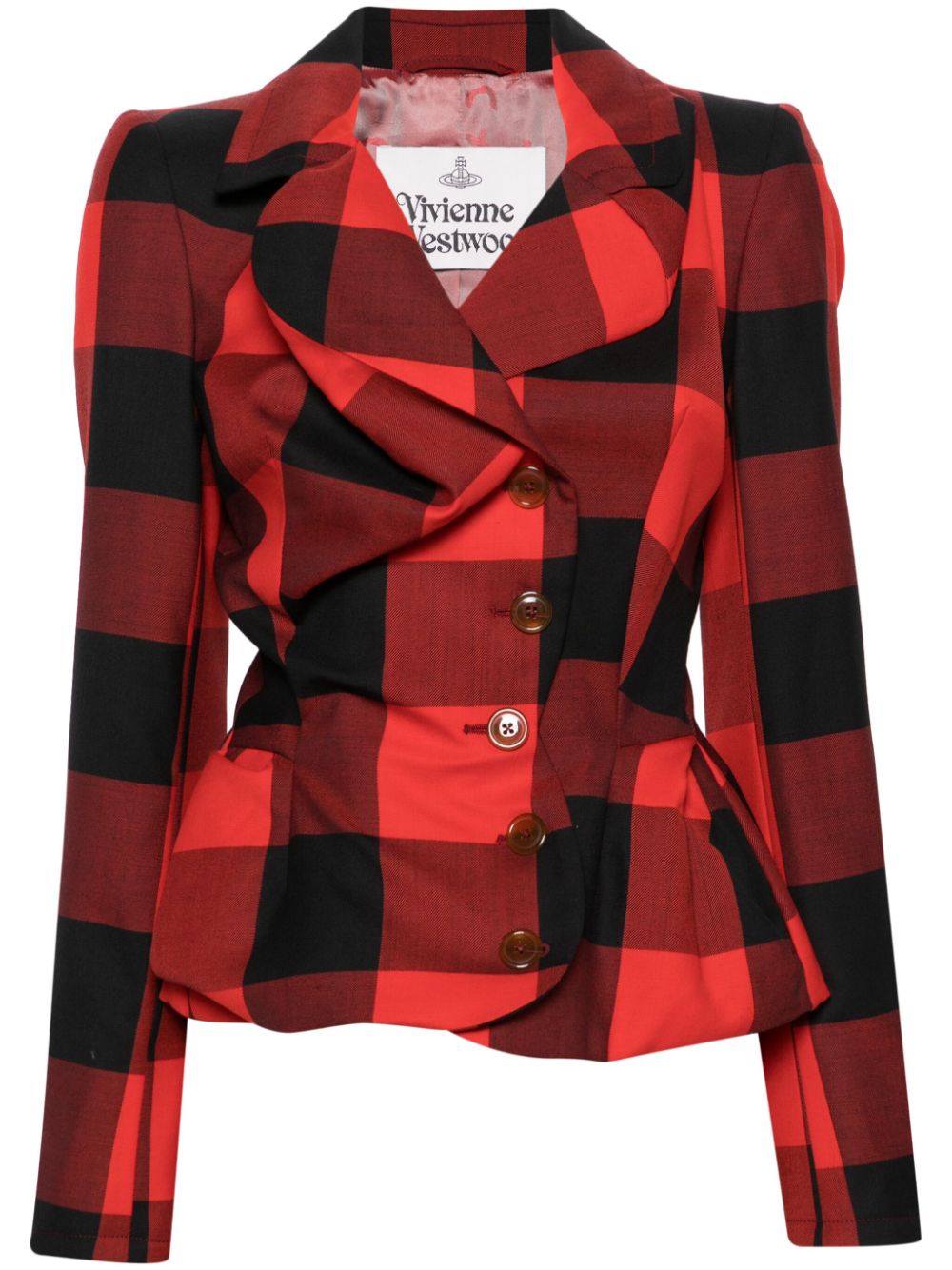 Vivienne Westwood Checked Asymmetric Tailored Jacket In Red