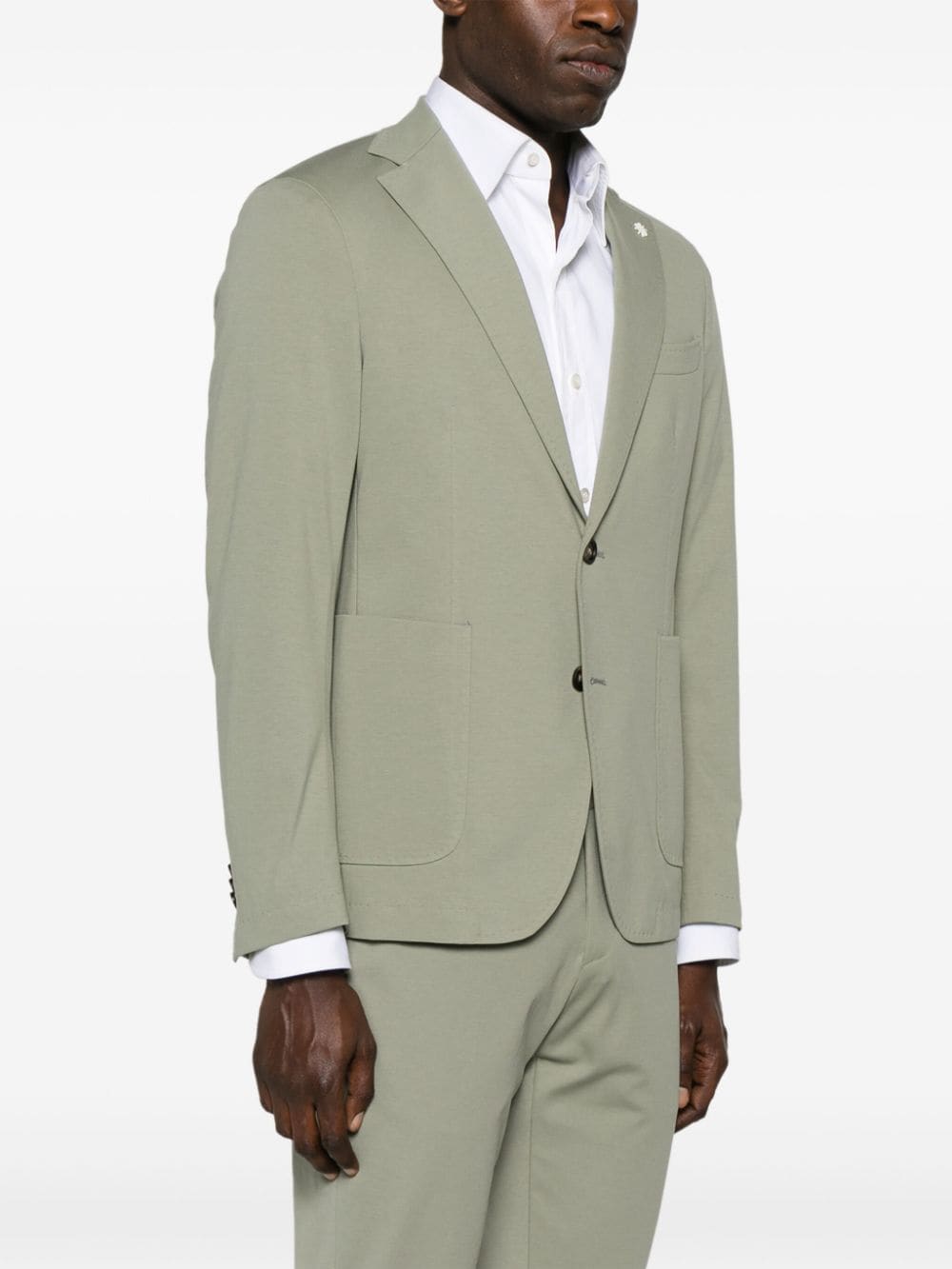 Shop Manuel Ritz Single-breasted Jersey Blazer In 36 - Green