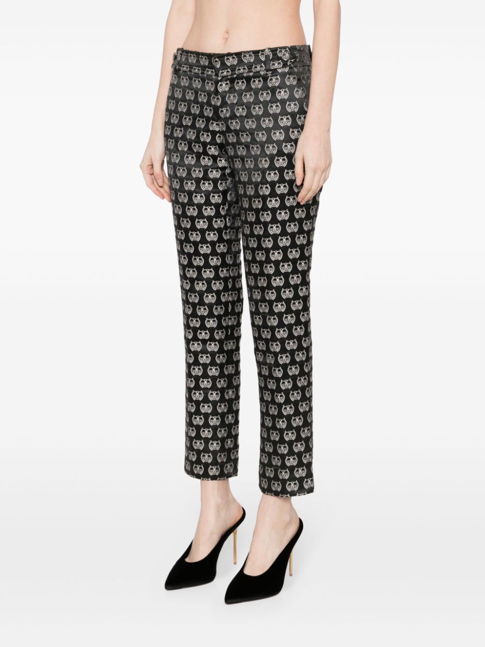 Pre-owned Gucci 2010s Monogram-jacquard Cropped Trousers In Black