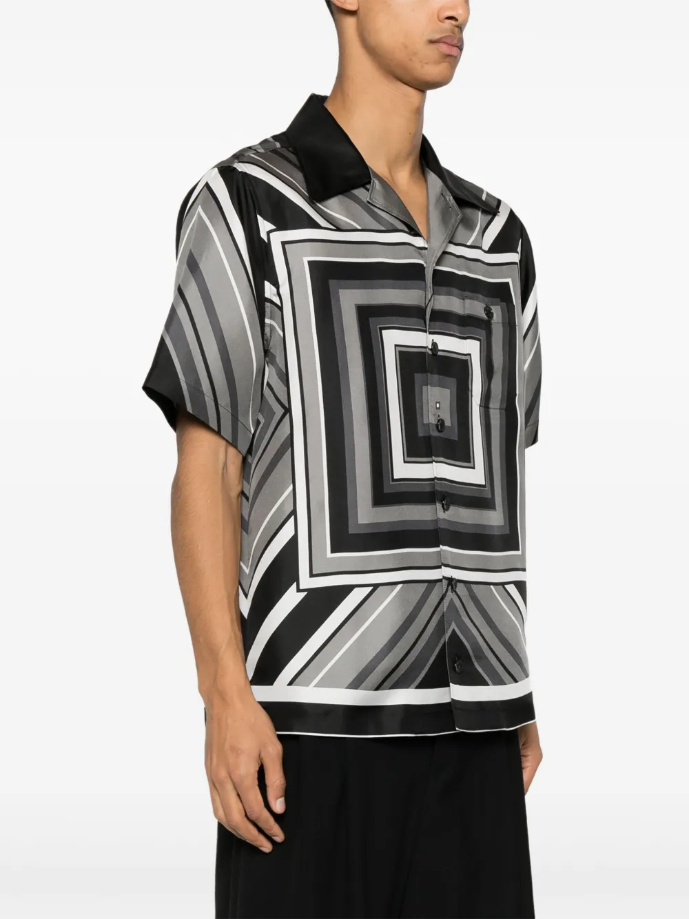 Shop Dolce & Gabbana Geometric-print Silk Shirt In Grey