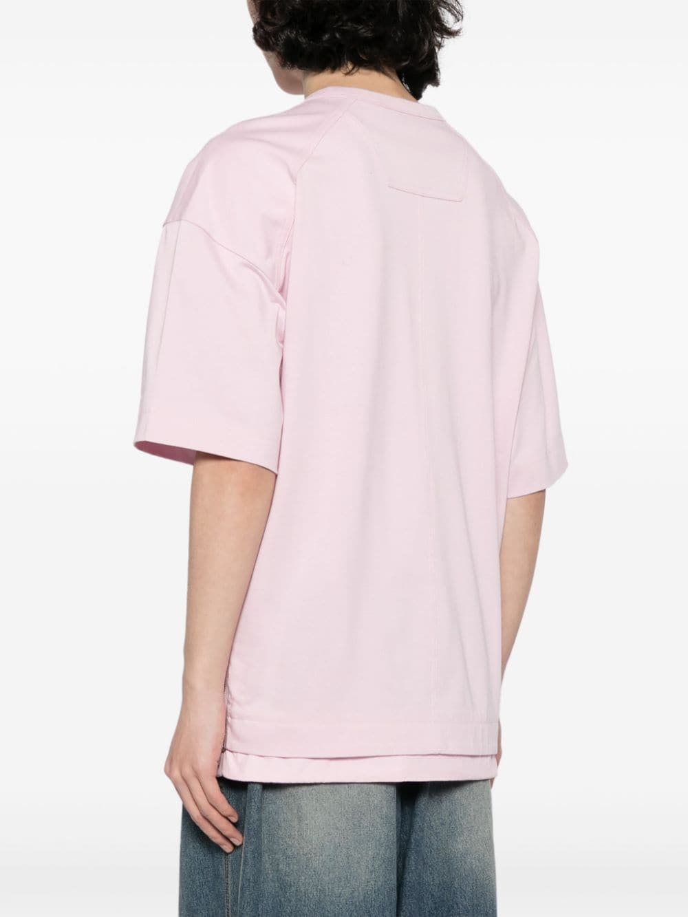 Shop Juunj Side-zip Layered-hem T-shirt In Rosa