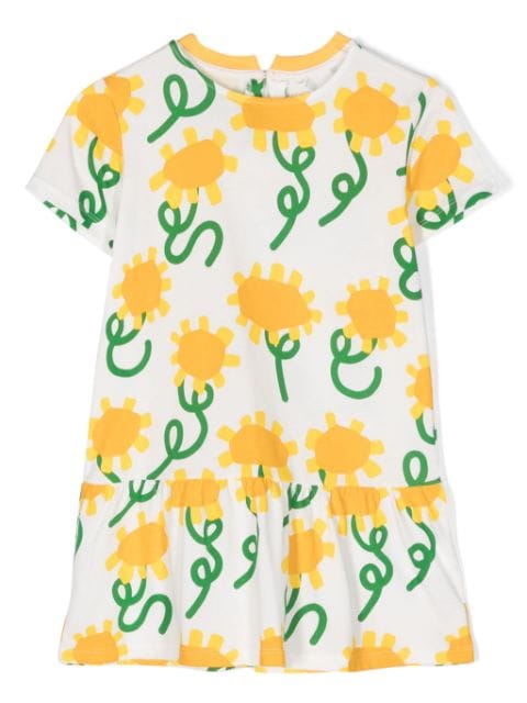 Sunflower-print jersey midi dress