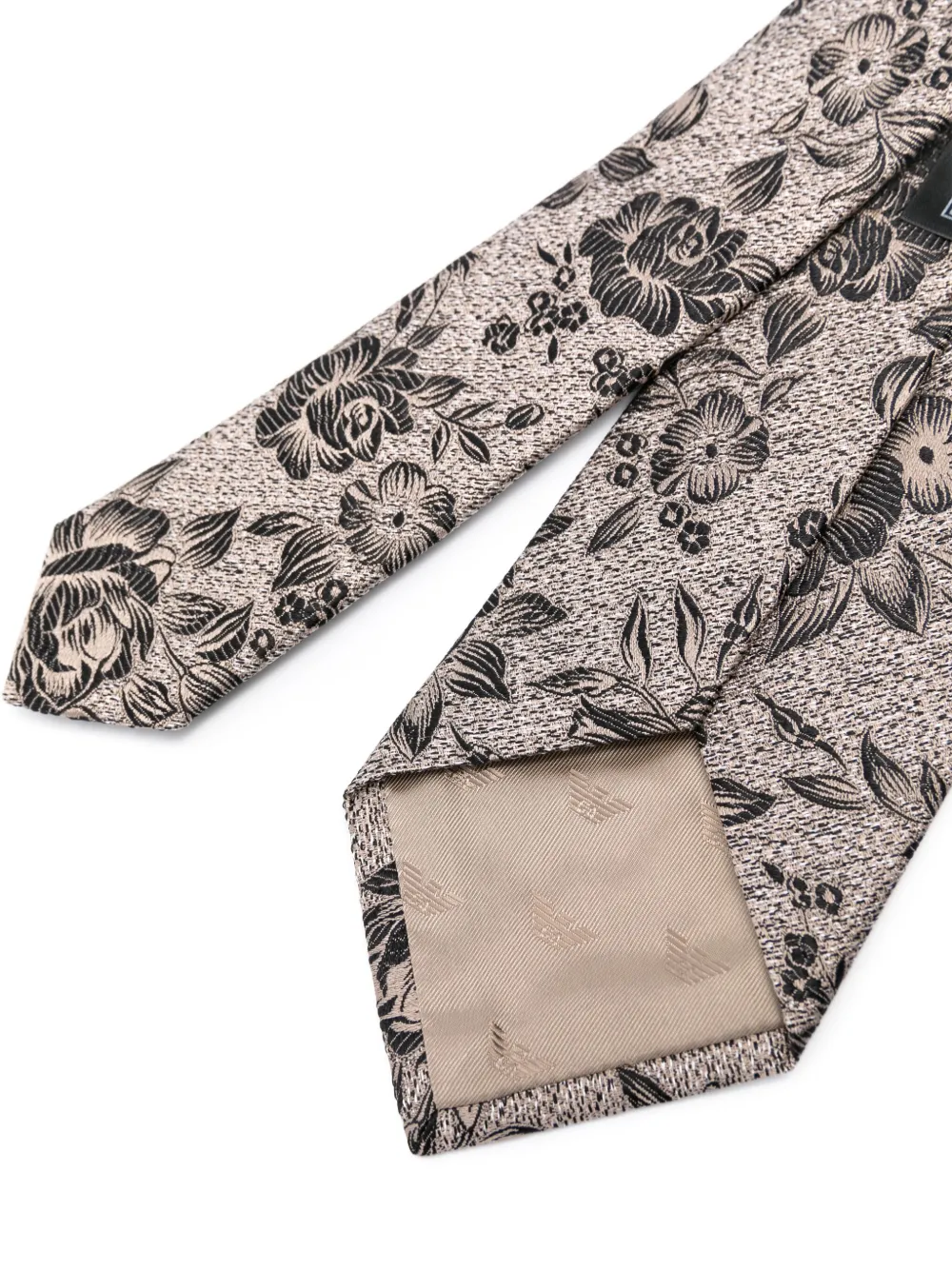 Emporio Armani Stropdas met bloemjacquard - Bruin