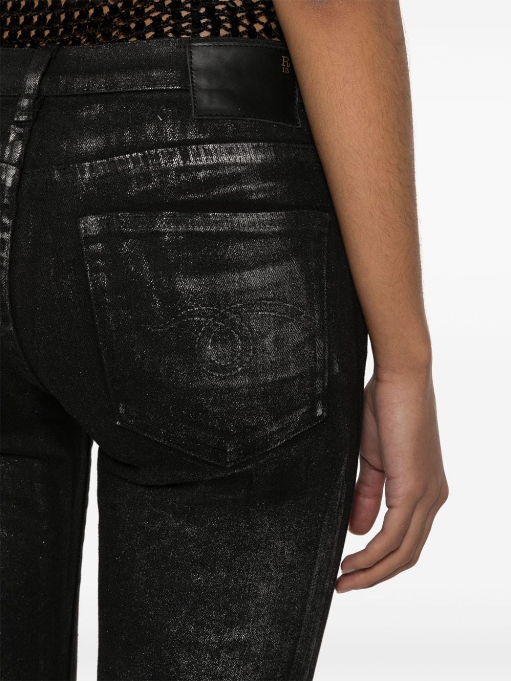 Shop R13 Cropped Low-rise Jeans In Black