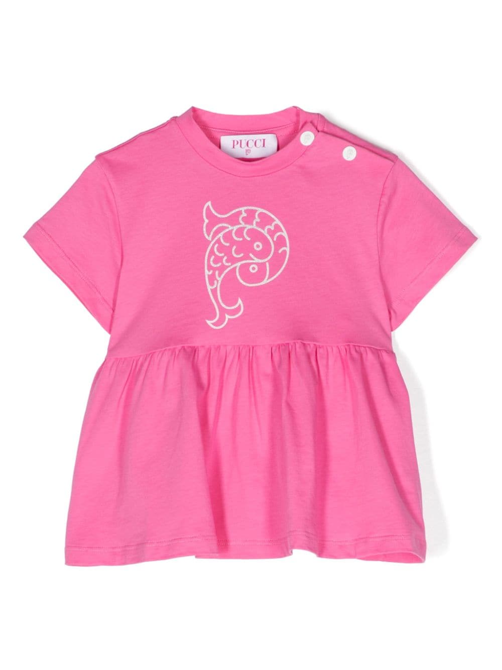 Pucci Junior Babies' Fish-appliqué Flared Dress In Pink