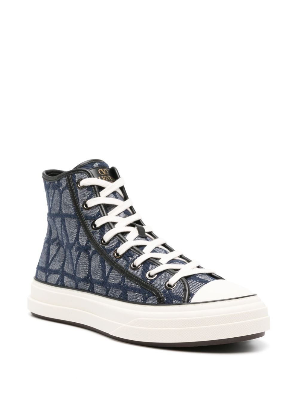 Shop Valentino Vlogo Signature High-top Sneakers In Blue