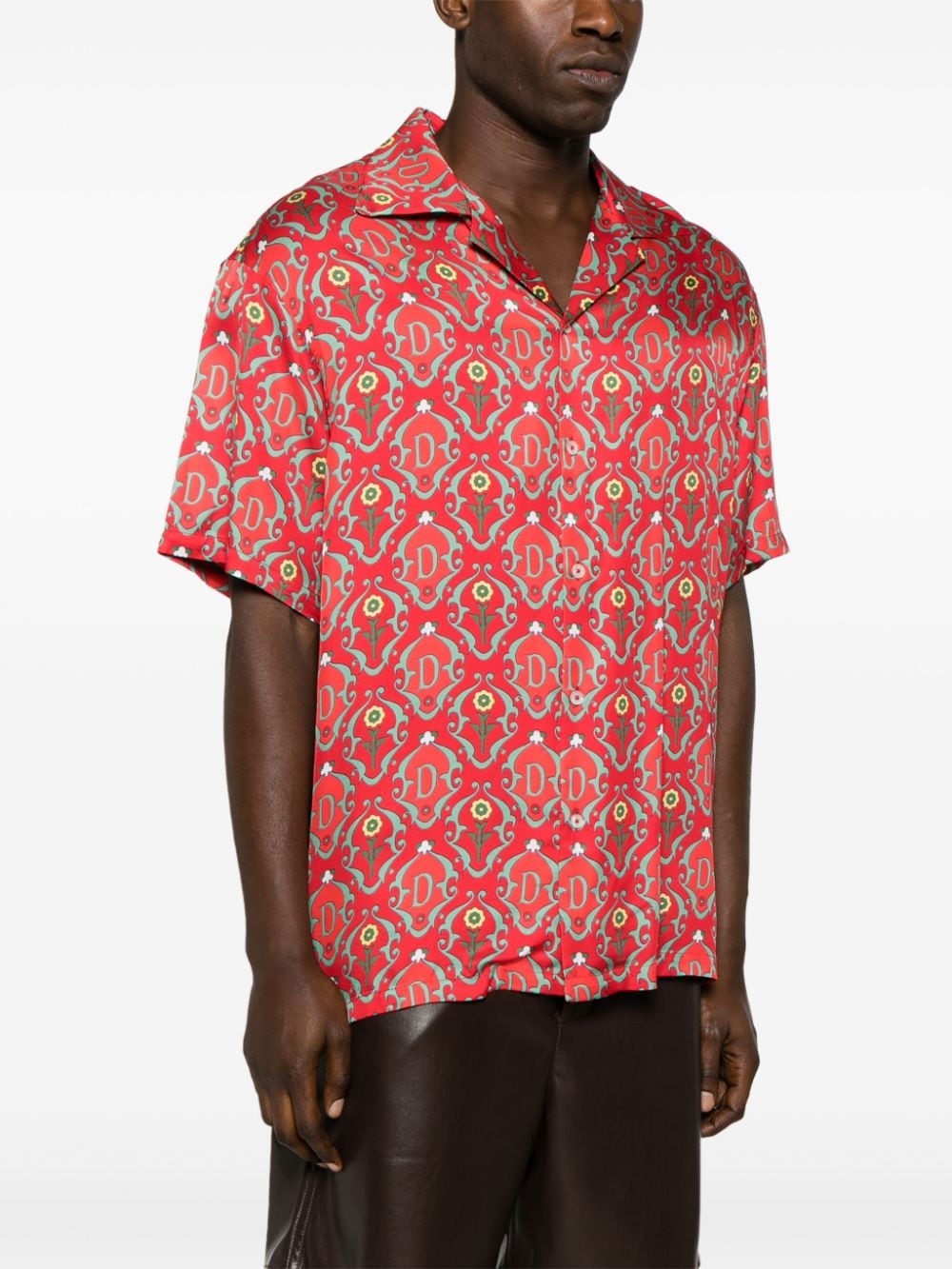 Shop Drôle De Monsieur Ornements Camp-collar Shirt In Red