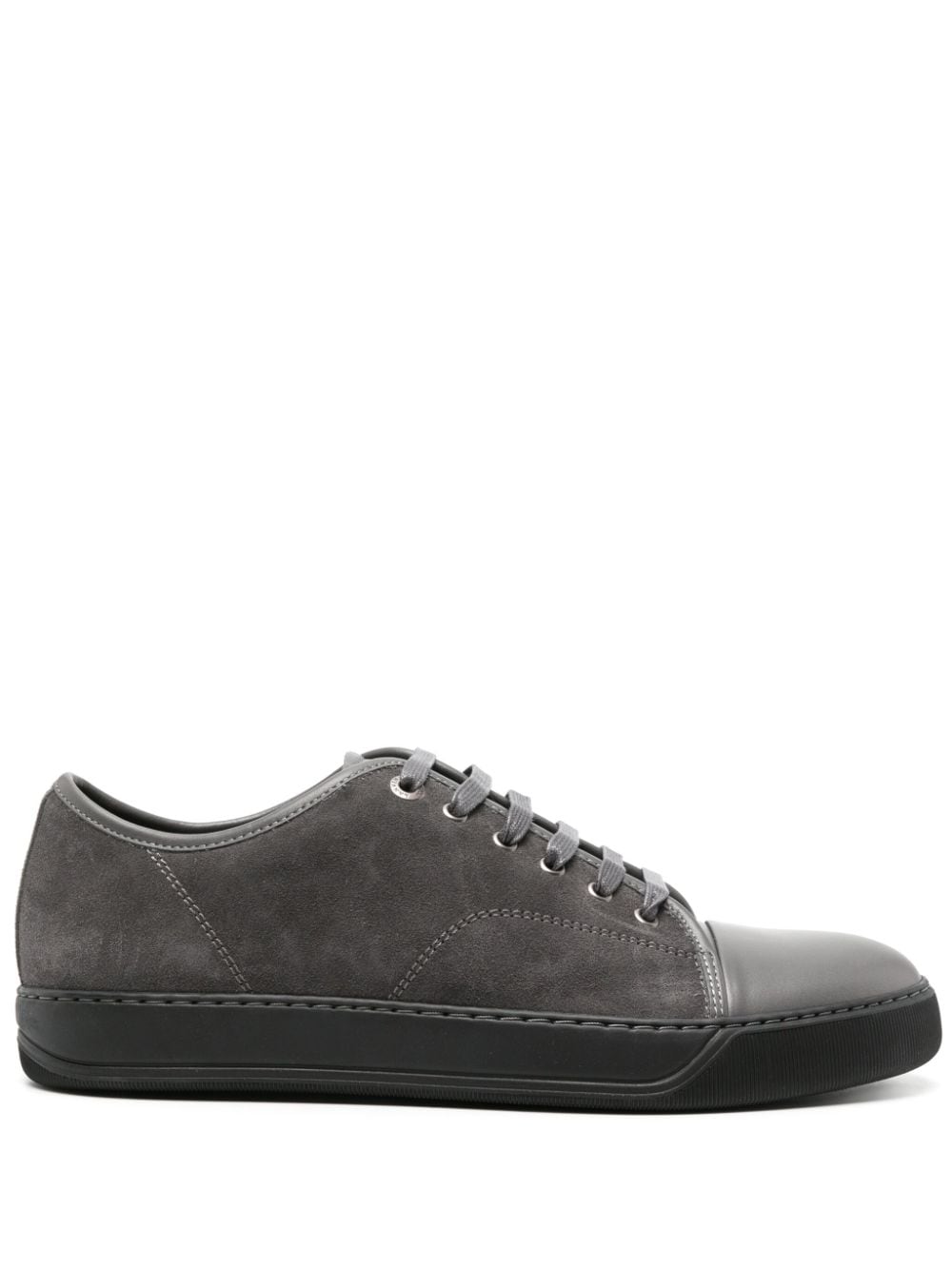 Lanvin Lace-up Suede Sneakers In Grey