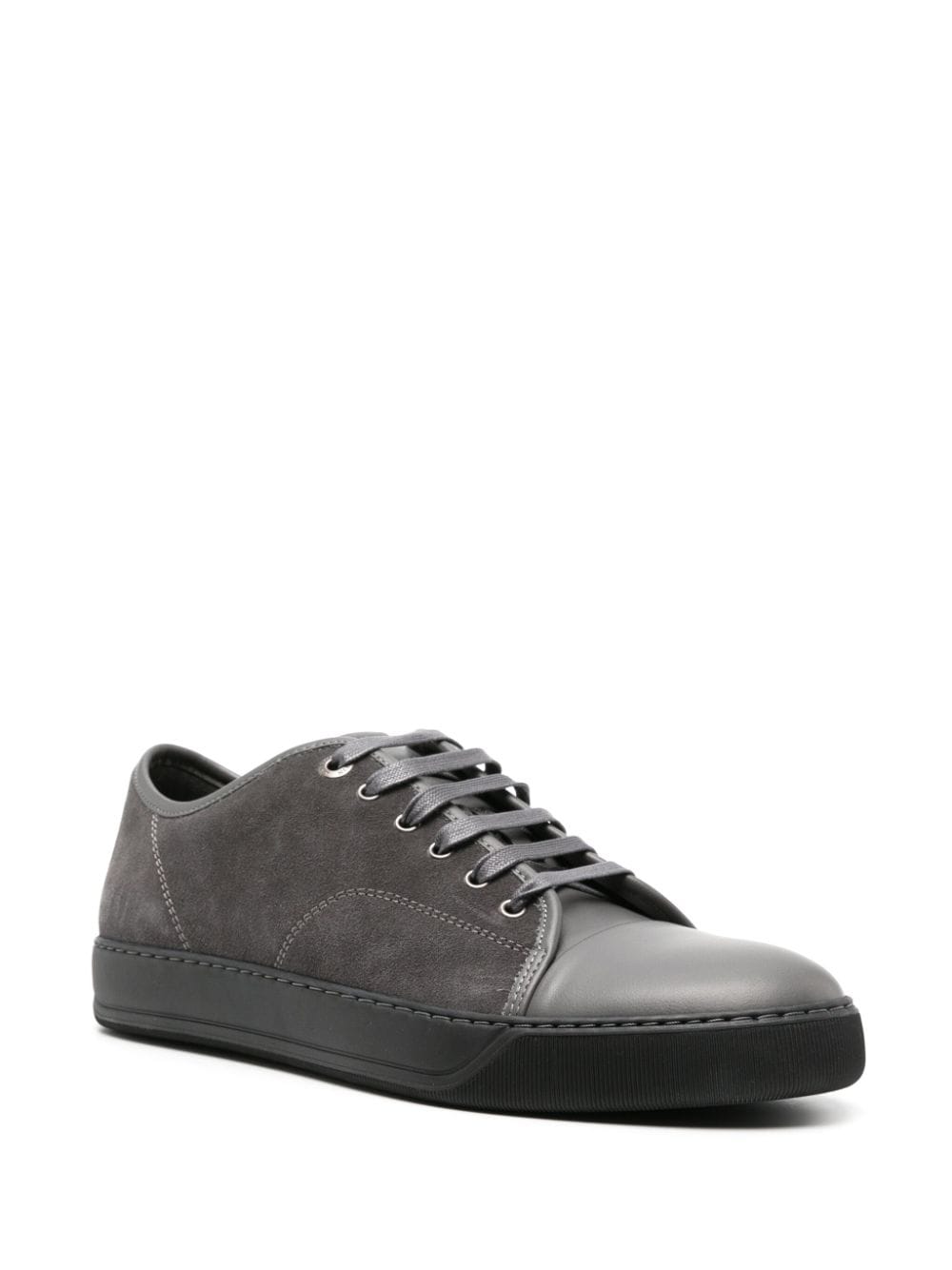 Shop Lanvin Lace-up Suede Sneakers In Grey