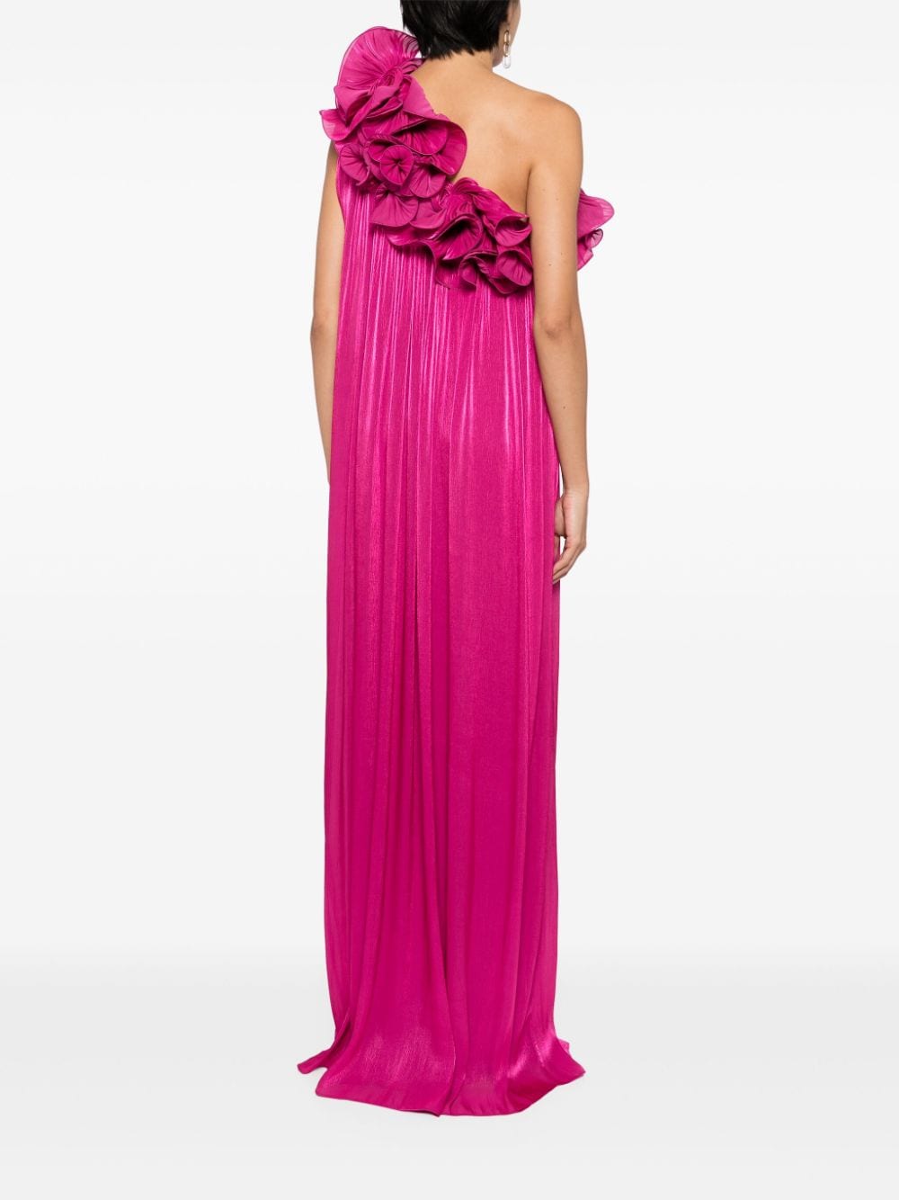 Shop Costarellos Floral-appliqué Lurex Gown In Pink