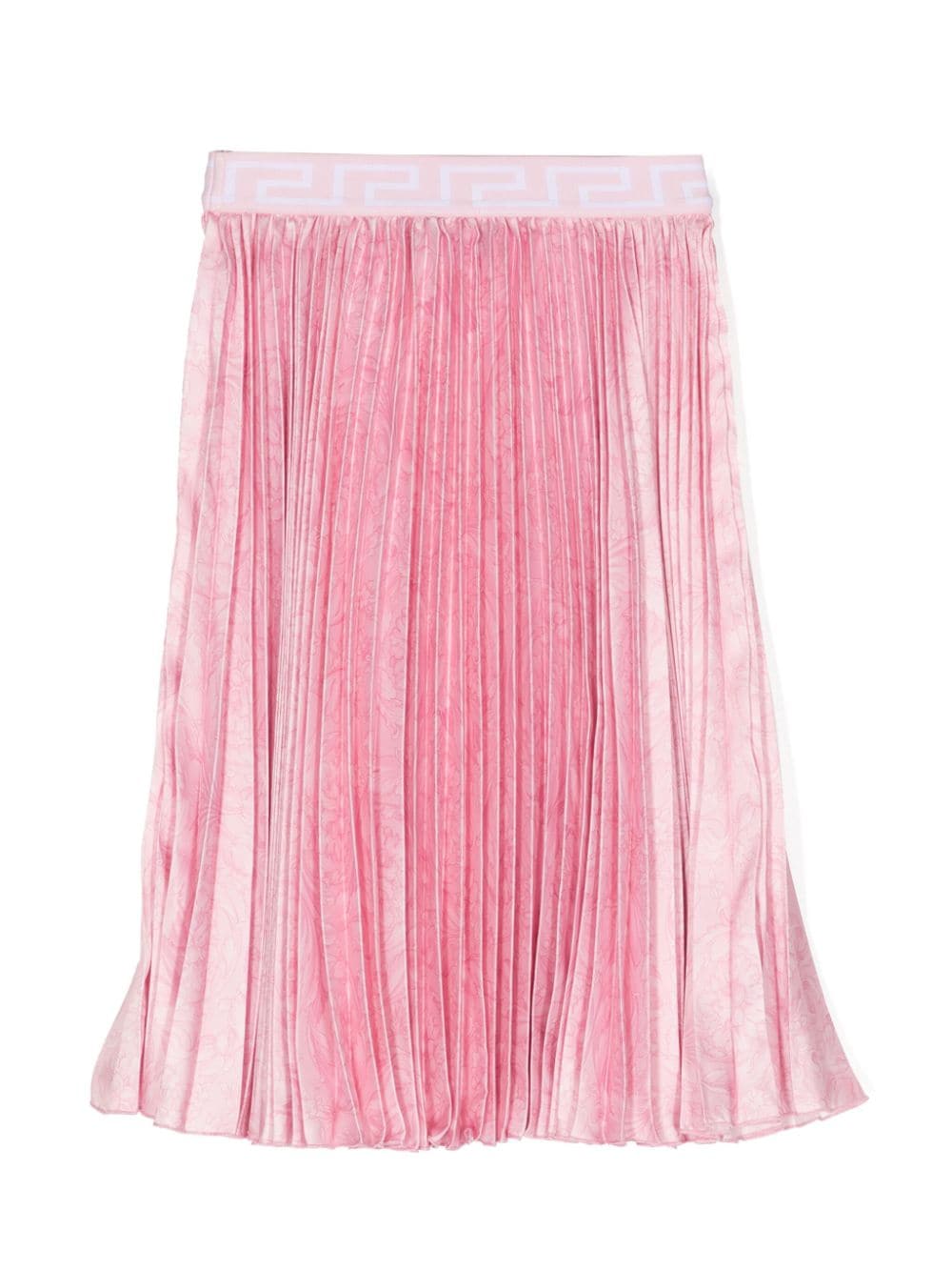 Shop Versace Barocco-print Pleated Skirt In Pink