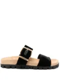 Miu Miu logo-engraved velvet slides - Black